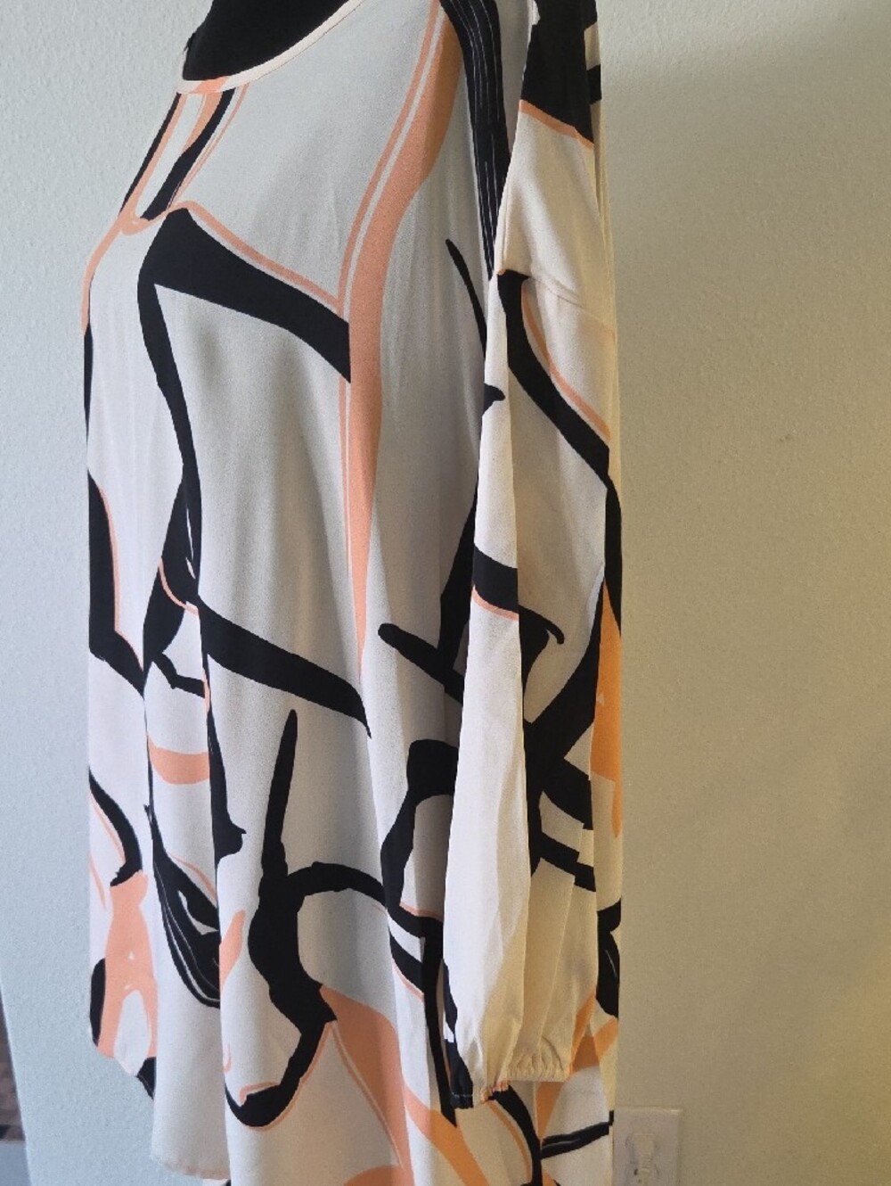 Peach & Black Abstract  Tunic Top - 3XL - Picture 4 of 6